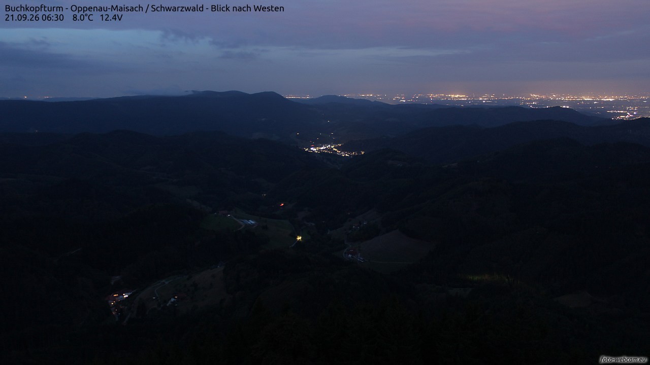 Archiv Foto Webcam Buchkopfturm - Oppenau-Maisach/Schwarzwald - Blick nach Westen