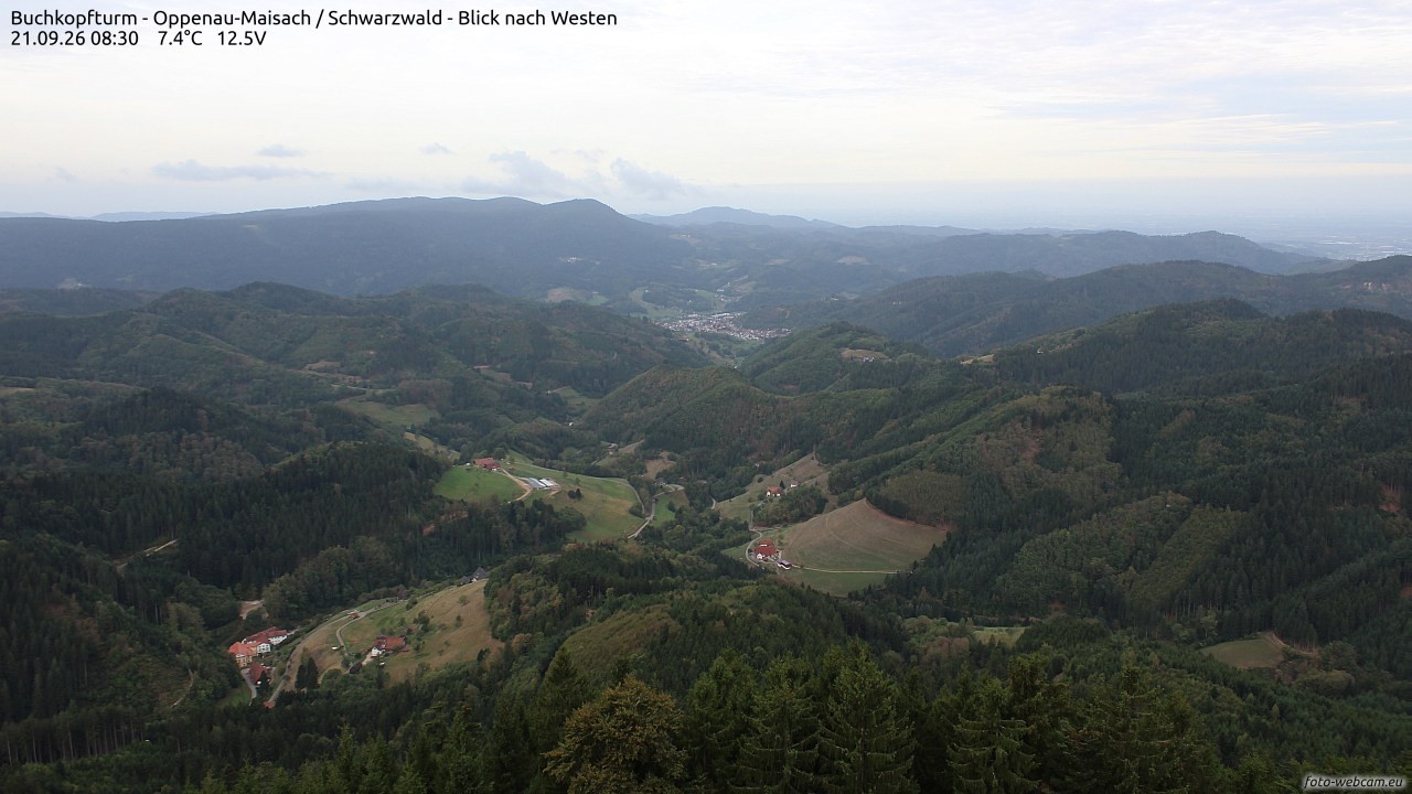 Archiv Foto Webcam Buchkopfturm - Oppenau-Maisach/Schwarzwald - Blick nach Westen
