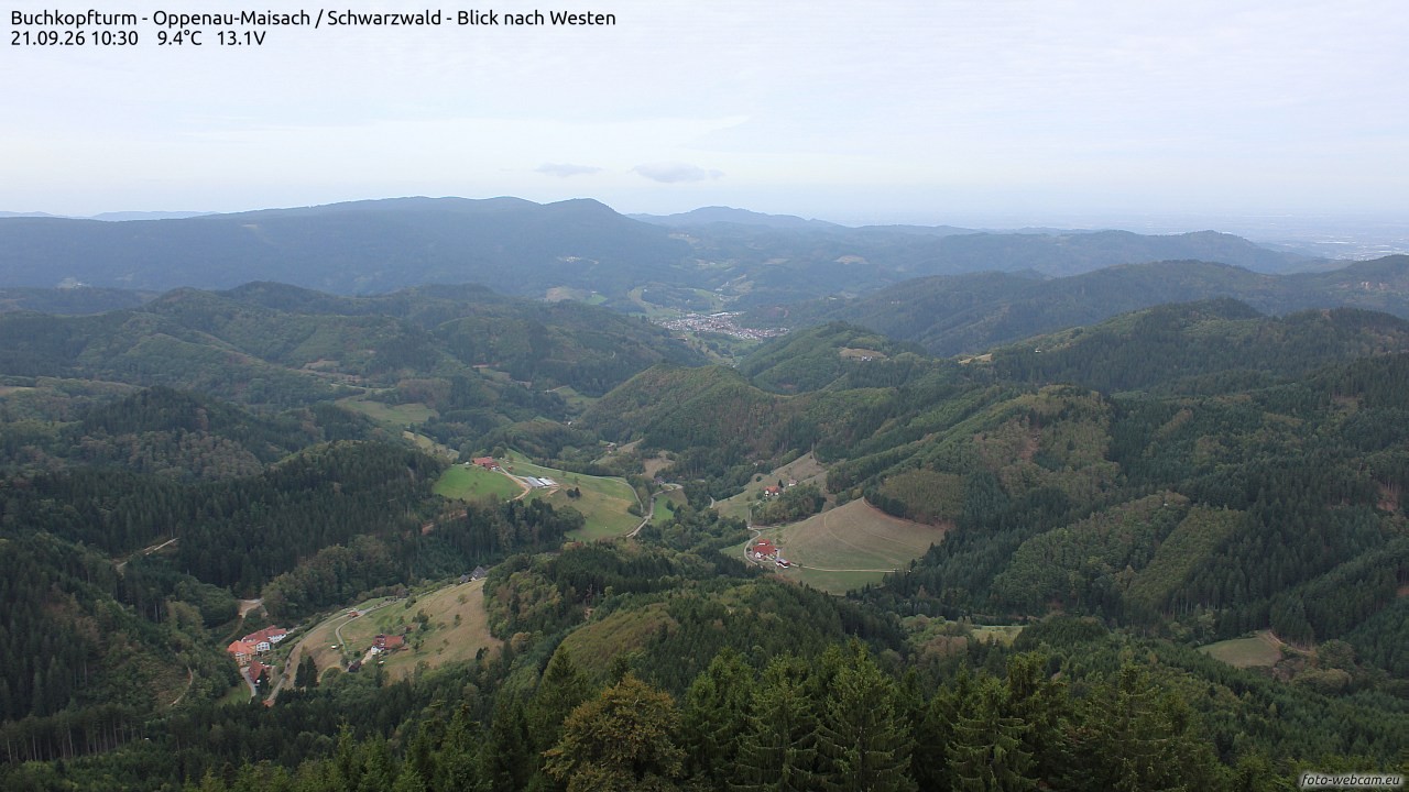 Archiv Foto Webcam Buchkopfturm - Oppenau-Maisach/Schwarzwald - Blick nach Westen