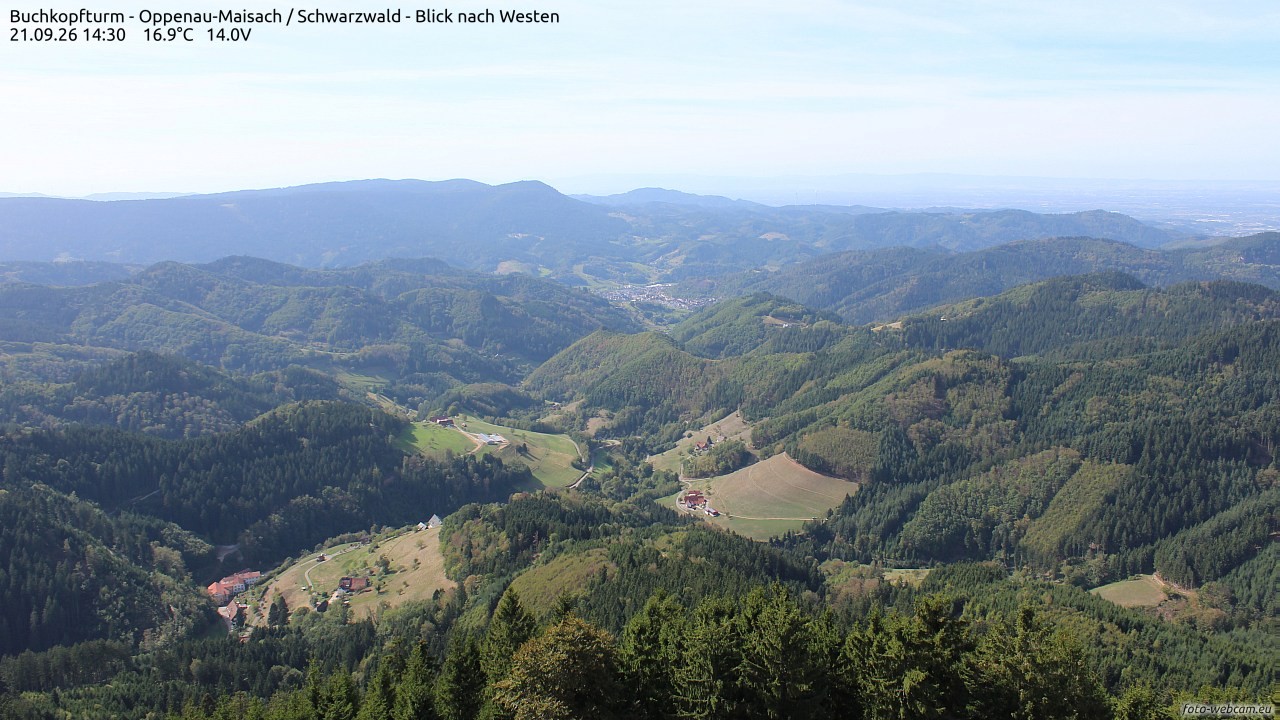 Archiv Foto Webcam Buchkopfturm - Oppenau-Maisach/Schwarzwald - Blick nach Westen