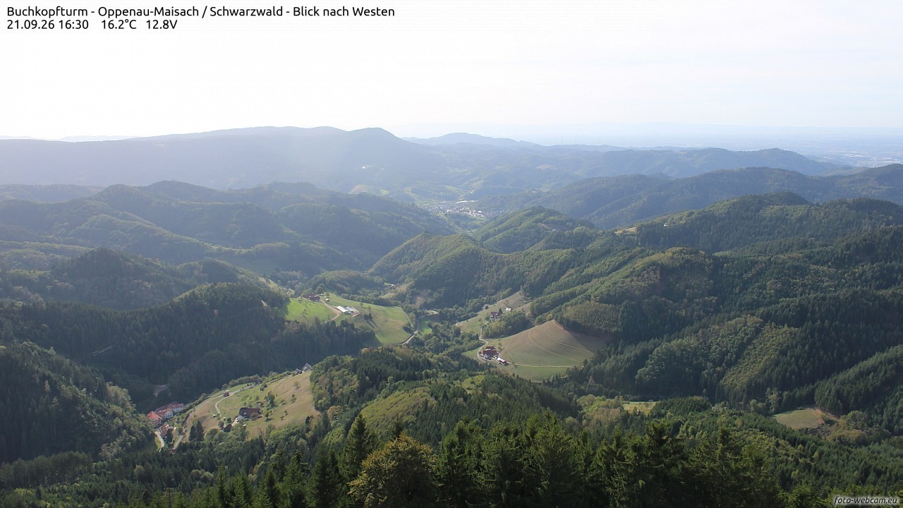 Archiv Foto Webcam Buchkopfturm - Oppenau-Maisach/Schwarzwald - Blick nach Westen