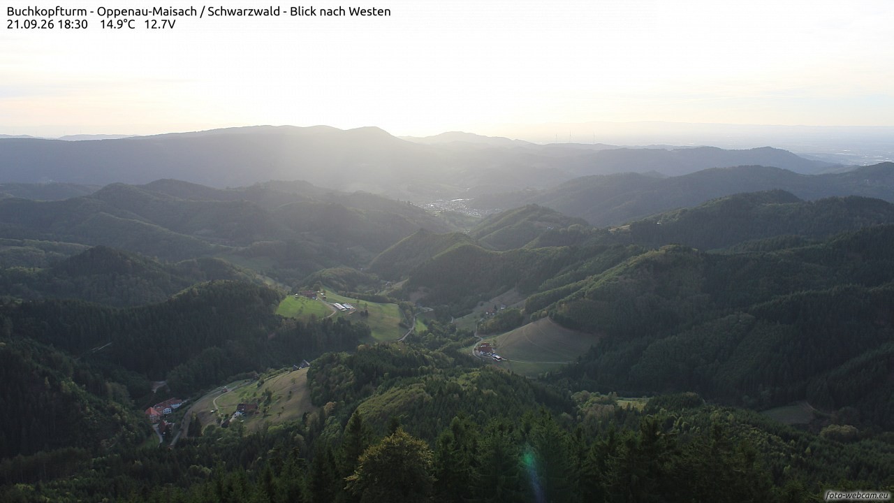Archiv Foto Webcam Buchkopfturm - Oppenau-Maisach/Schwarzwald - Blick nach Westen