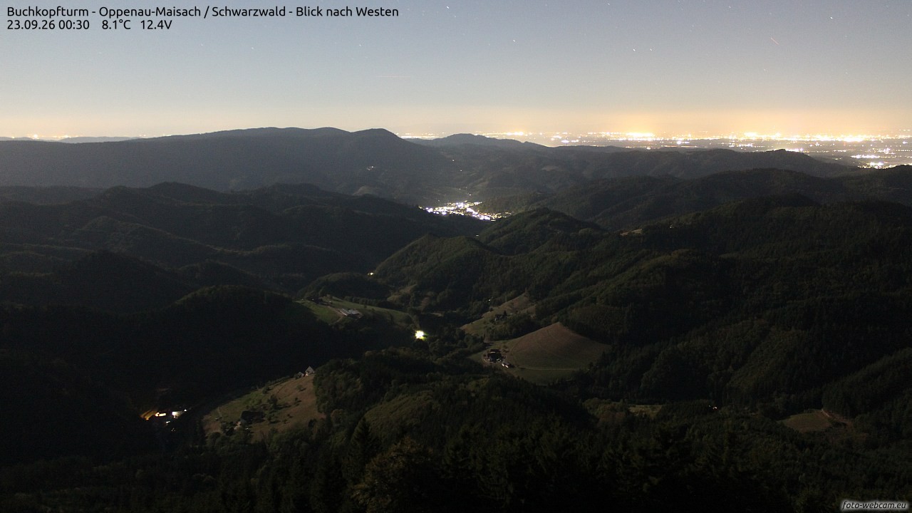 Archiv Foto Webcam Buchkopfturm - Oppenau-Maisach/Schwarzwald - Blick nach Westen
