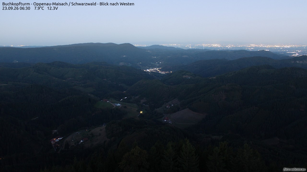 Archiv Foto Webcam Buchkopfturm - Oppenau-Maisach/Schwarzwald - Blick nach Westen
