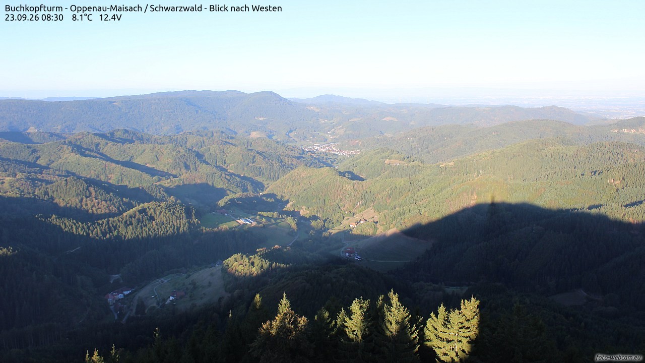 Archiv Foto Webcam Buchkopfturm - Oppenau-Maisach/Schwarzwald - Blick nach Westen