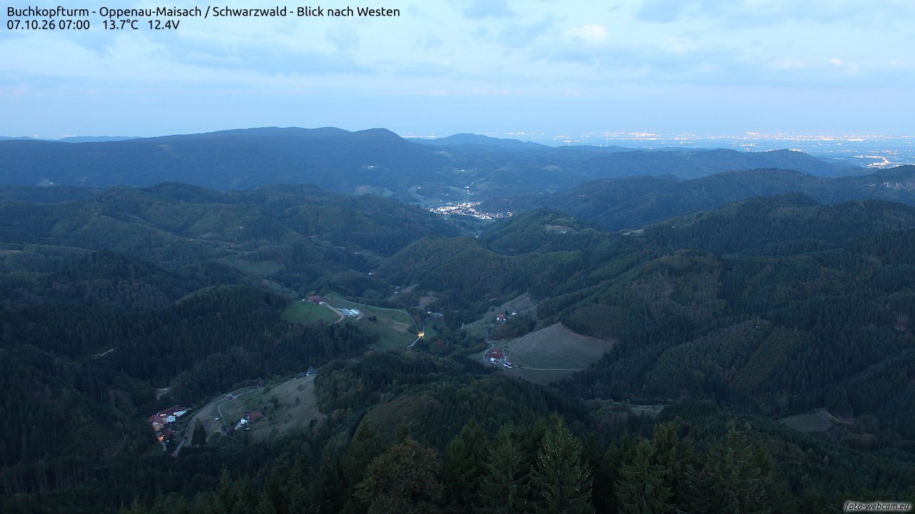 Archiv Foto Webcam Buchkopfturm - Oppenau-Maisach/Schwarzwald - Blick nach Westen