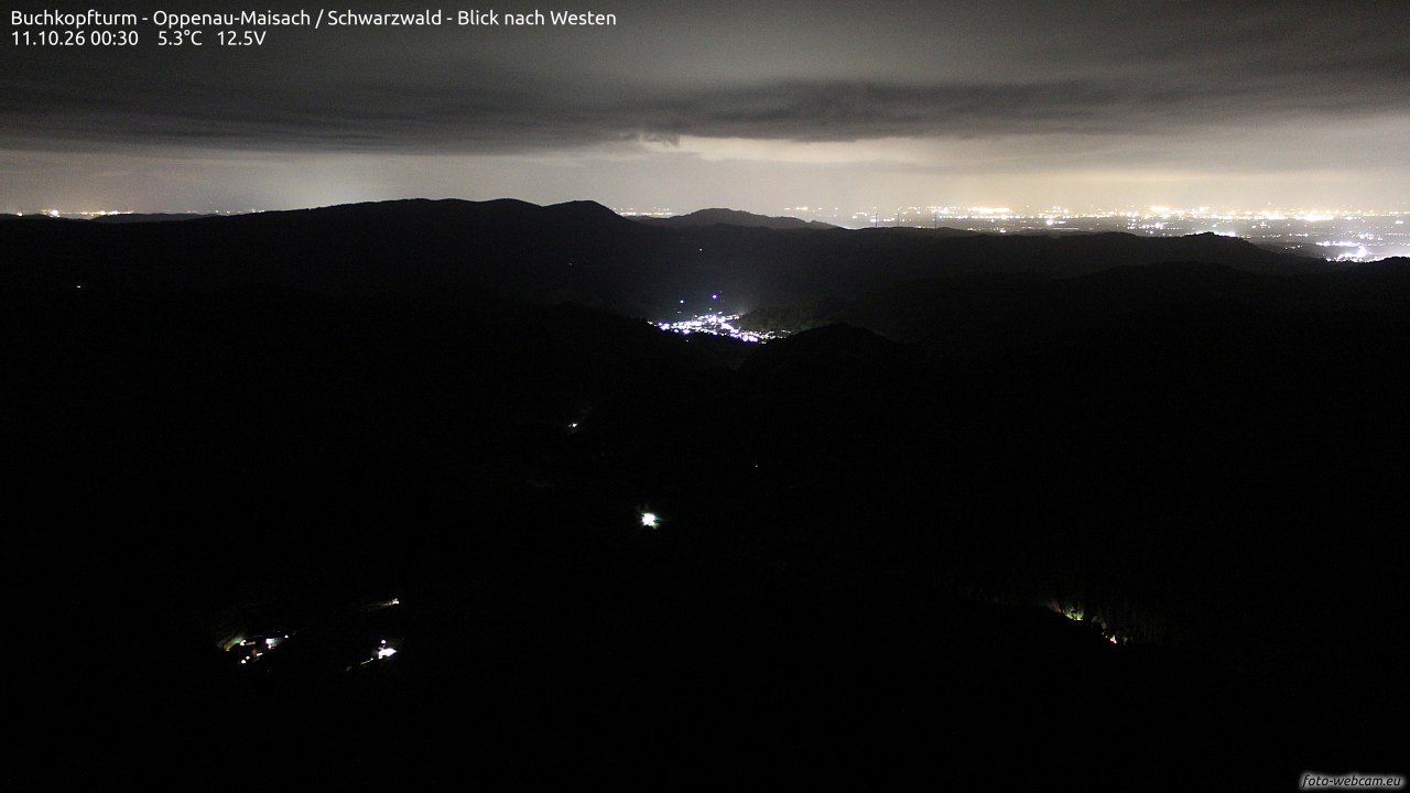 Archived image Webcam Buchkopfturm - Oppenau-Maisach/Black Forest - View to the West