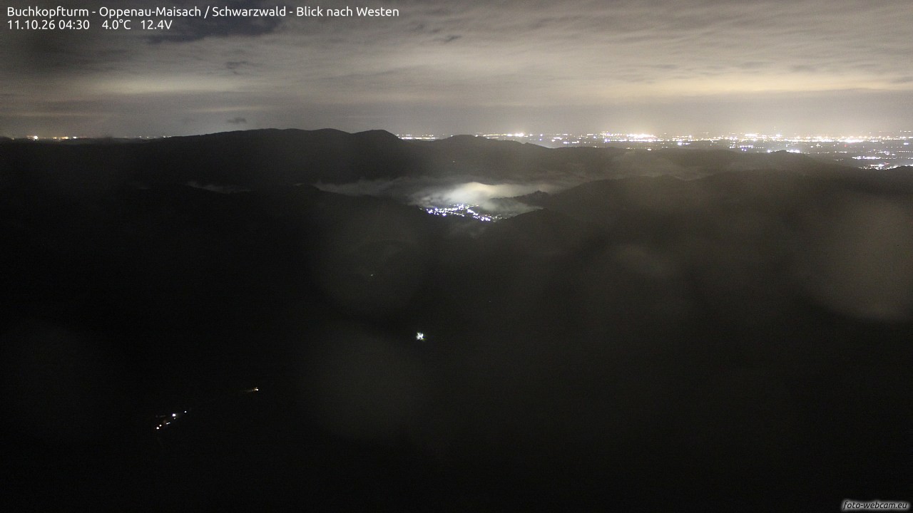 Archived image Webcam Buchkopfturm - Oppenau-Maisach/Black Forest - View to the West