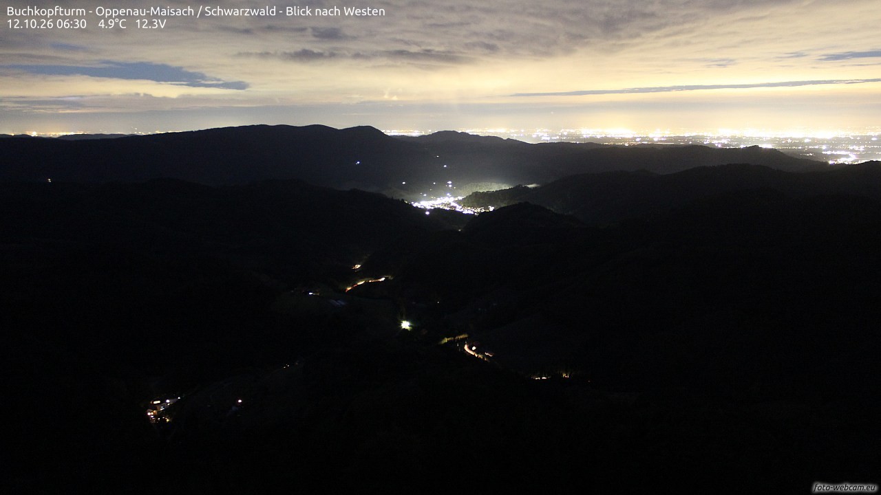 Archiv Foto Webcam Buchkopfturm - Oppenau-Maisach/Schwarzwald - Blick nach Westen