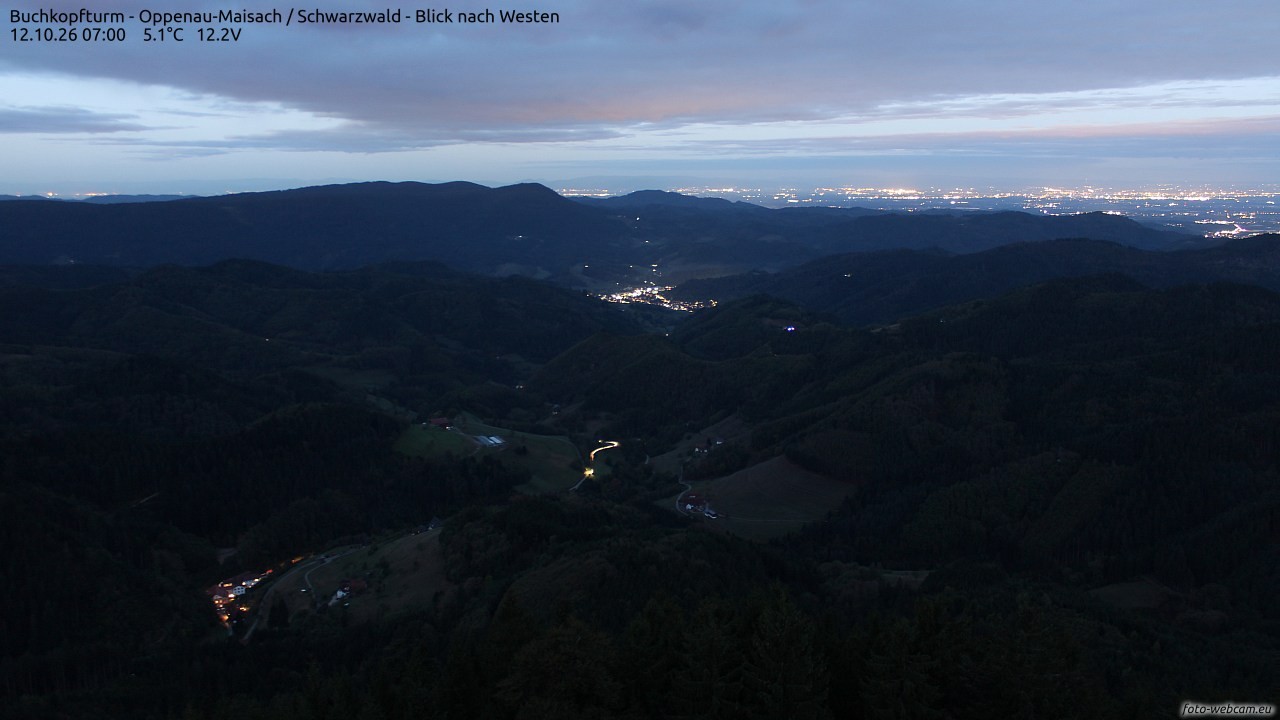Archiv Foto Webcam Buchkopfturm - Oppenau-Maisach/Schwarzwald - Blick nach Westen