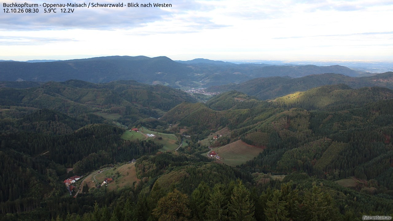 Archiv Foto Webcam Buchkopfturm - Oppenau-Maisach/Schwarzwald - Blick nach Westen