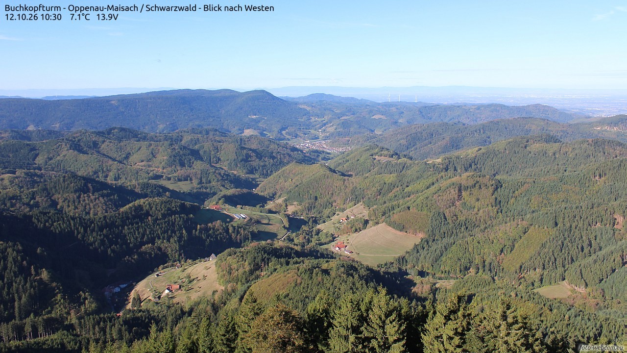 Archiv Foto Webcam Buchkopfturm - Oppenau-Maisach/Schwarzwald - Blick nach Westen
