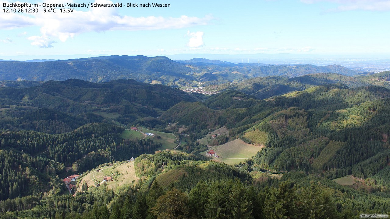 Archiv Foto Webcam Buchkopfturm - Oppenau-Maisach/Schwarzwald - Blick nach Westen
