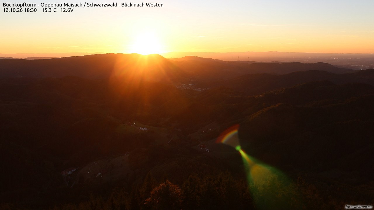 Archiv Foto Webcam Buchkopfturm - Oppenau-Maisach/Schwarzwald - Blick nach Westen