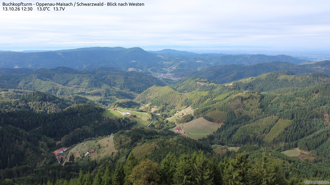 Archiv Foto Webcam Buchkopfturm - Oppenau-Maisach/Schwarzwald - Blick nach Westen