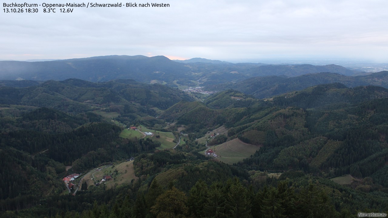 Archiv Foto Webcam Buchkopfturm - Oppenau-Maisach/Schwarzwald - Blick nach Westen