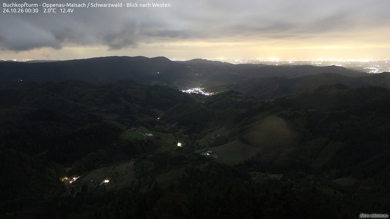 Archived image Webcam Buchkopfturm - Oppenau-Maisach/Black Forest - View to the West