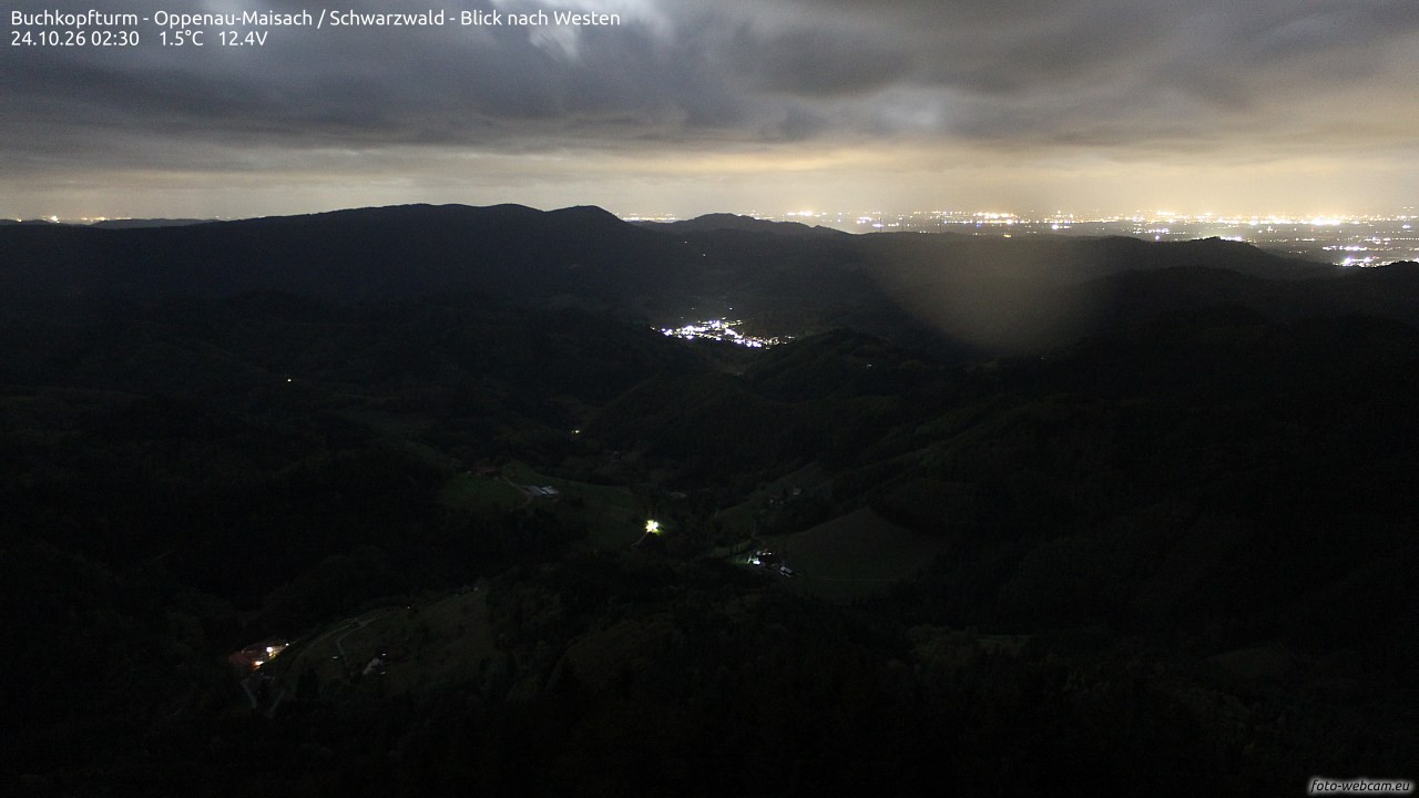 Archived image Webcam Buchkopfturm - Oppenau-Maisach/Black Forest - View to the West