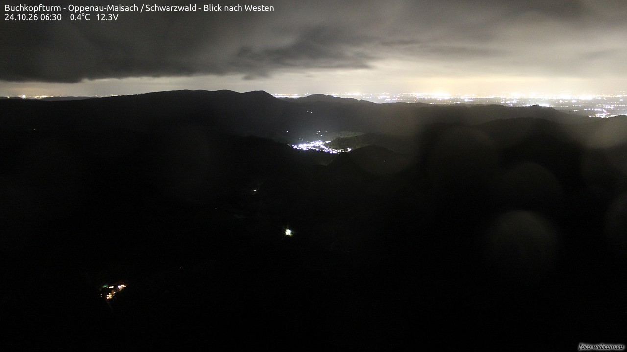 Archived image Webcam Buchkopfturm - Oppenau-Maisach/Black Forest - View to the West