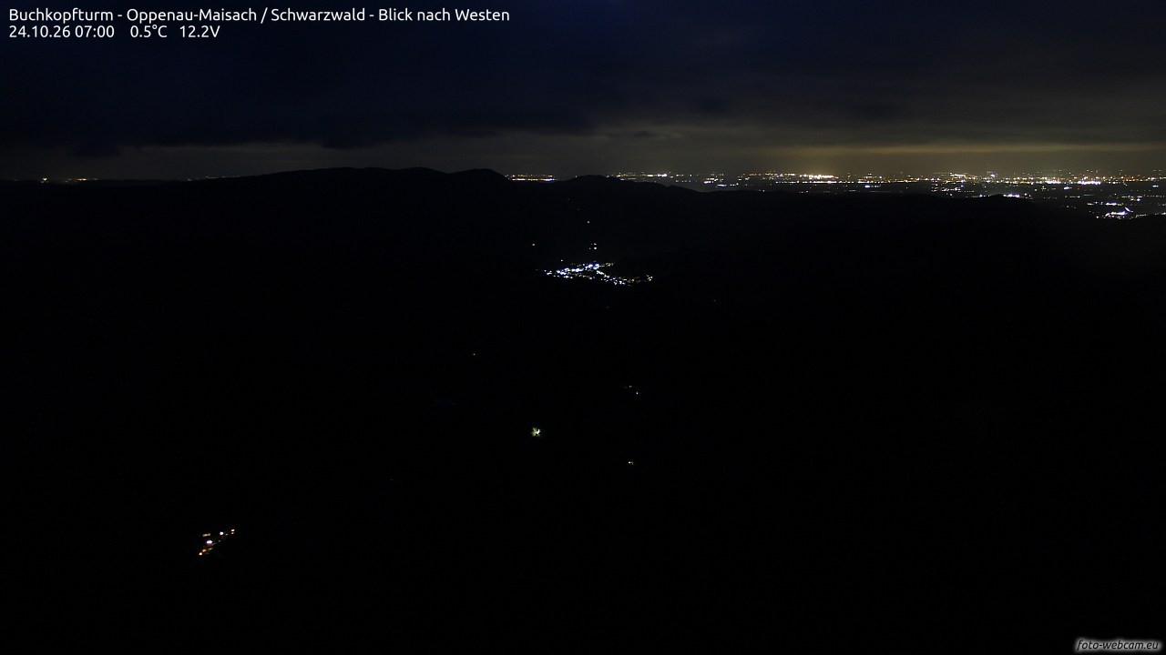 Archived image Webcam Buchkopfturm - Oppenau-Maisach/Black Forest - View to the West