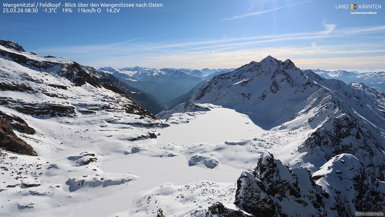 Archiv Foto Webcam Feldkopf - Blick über den Wangenitzsee nach Osten