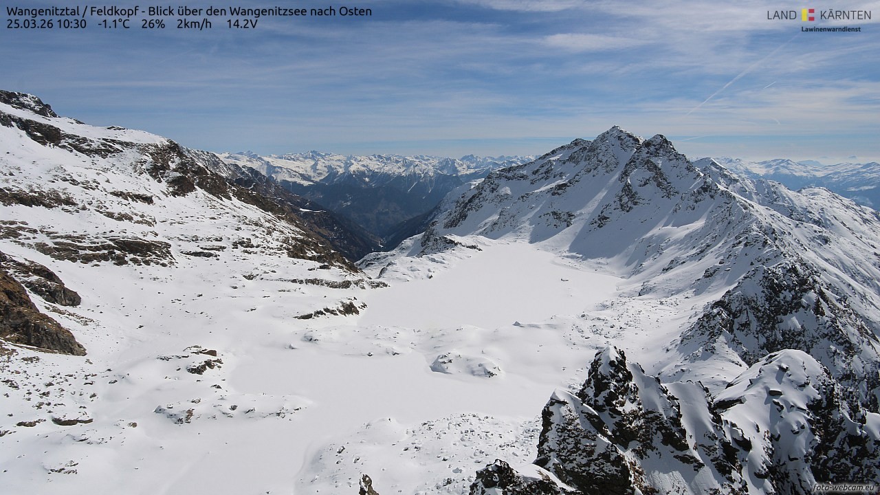 Archiv Foto Webcam Feldkopf - Blick über den Wangenitzsee nach Osten