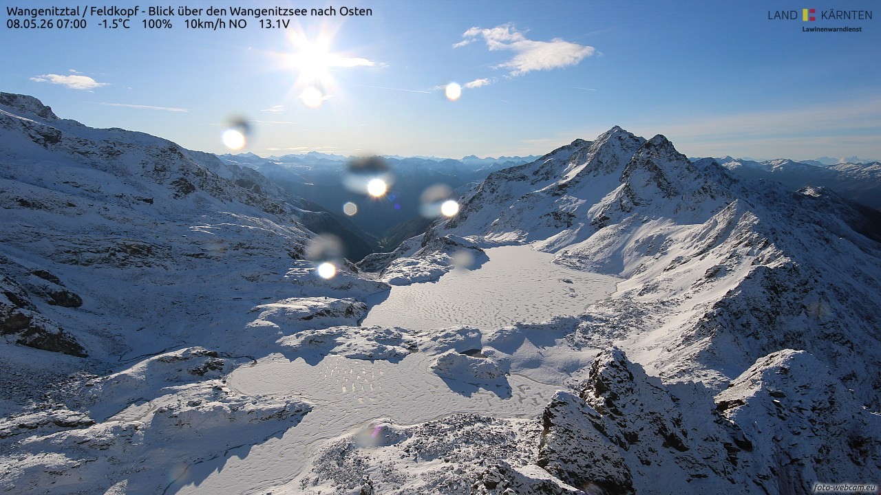 Archiv Foto Webcam Feldkopf - Blick über den Wangenitzsee nach Osten