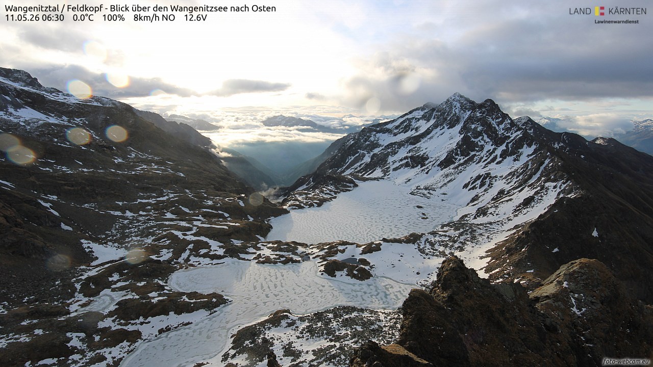 Archiv Foto Webcam Feldkopf - Blick über den Wangenitzsee nach Osten