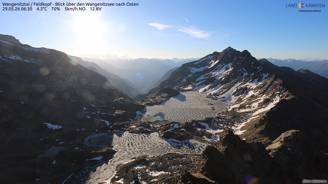 Archiv Foto Webcam Feldkopf - Blick über den Wangenitzsee nach Osten