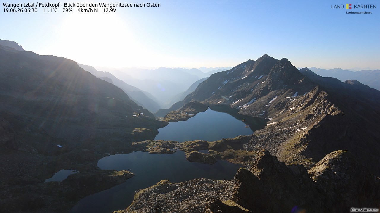 Archiv Foto Webcam Feldkopf - Blick über den Wangenitzsee nach Osten