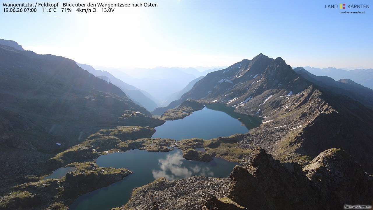 Archiv Foto Webcam Feldkopf - Blick über den Wangenitzsee nach Osten