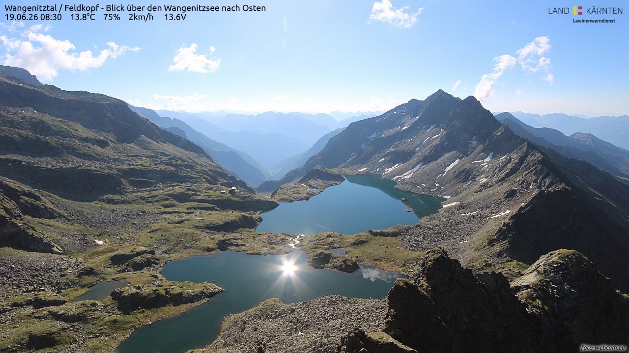 Archiv Foto Webcam Feldkopf - Blick über den Wangenitzsee nach Osten