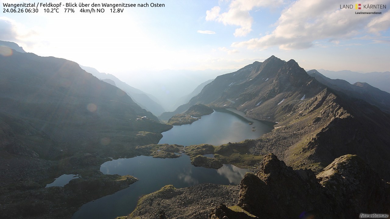 Archiv Foto Webcam Feldkopf - Blick über den Wangenitzsee nach Osten