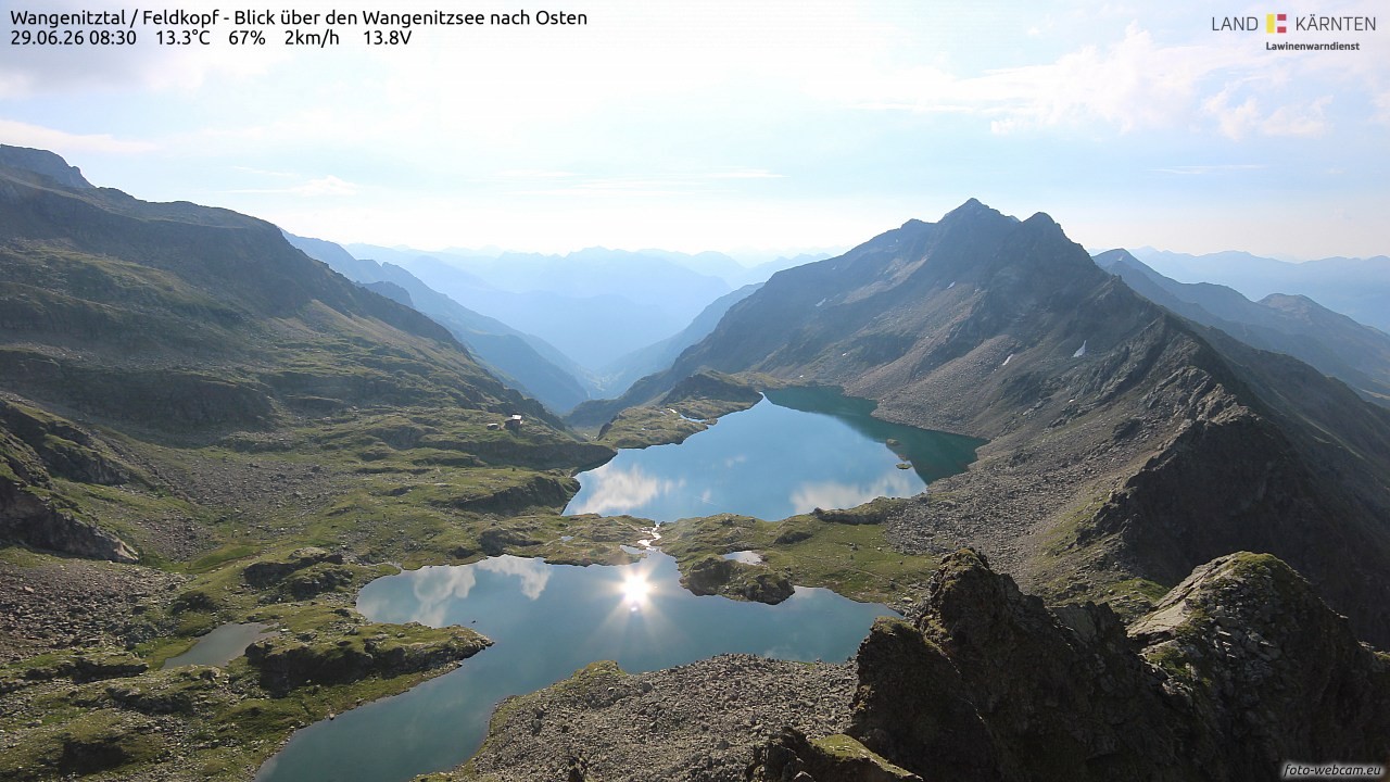 Archiv Foto Webcam Feldkopf - Blick über den Wangenitzsee nach Osten