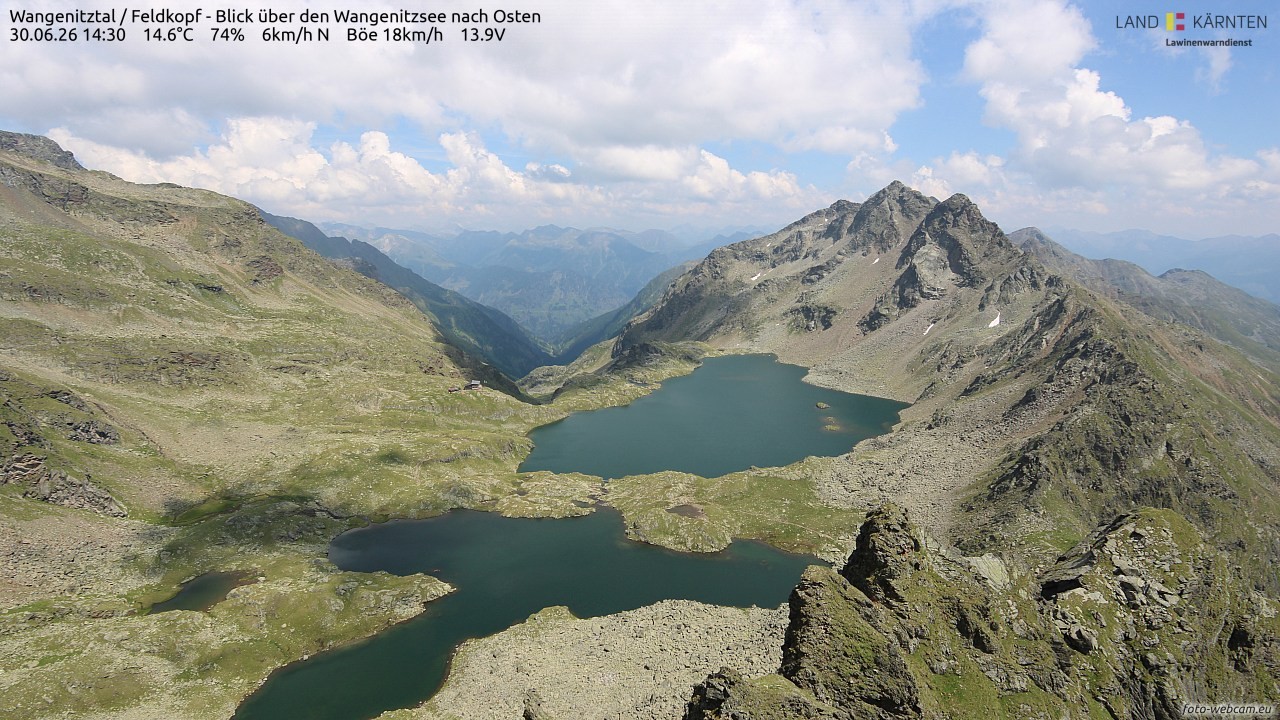 Archiv Foto Webcam Feldkopf - Blick über den Wangenitzsee nach Osten