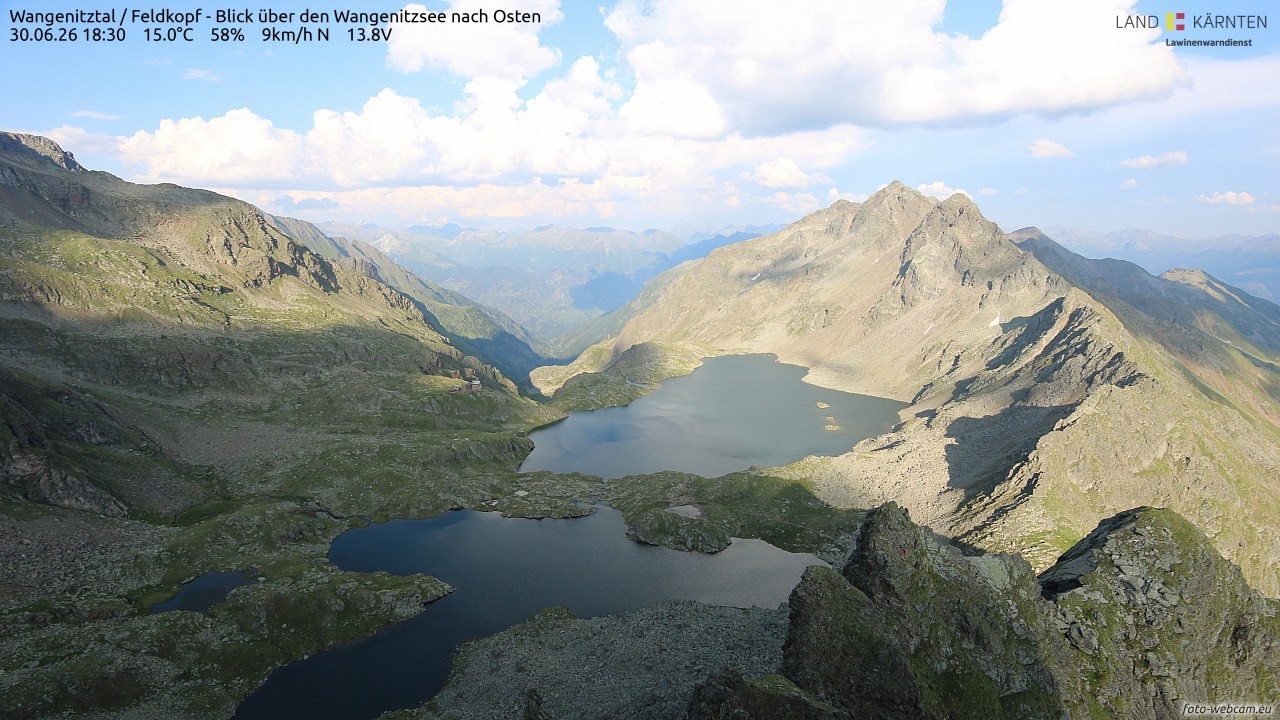 Archiv Foto Webcam Feldkopf - Blick über den Wangenitzsee nach Osten