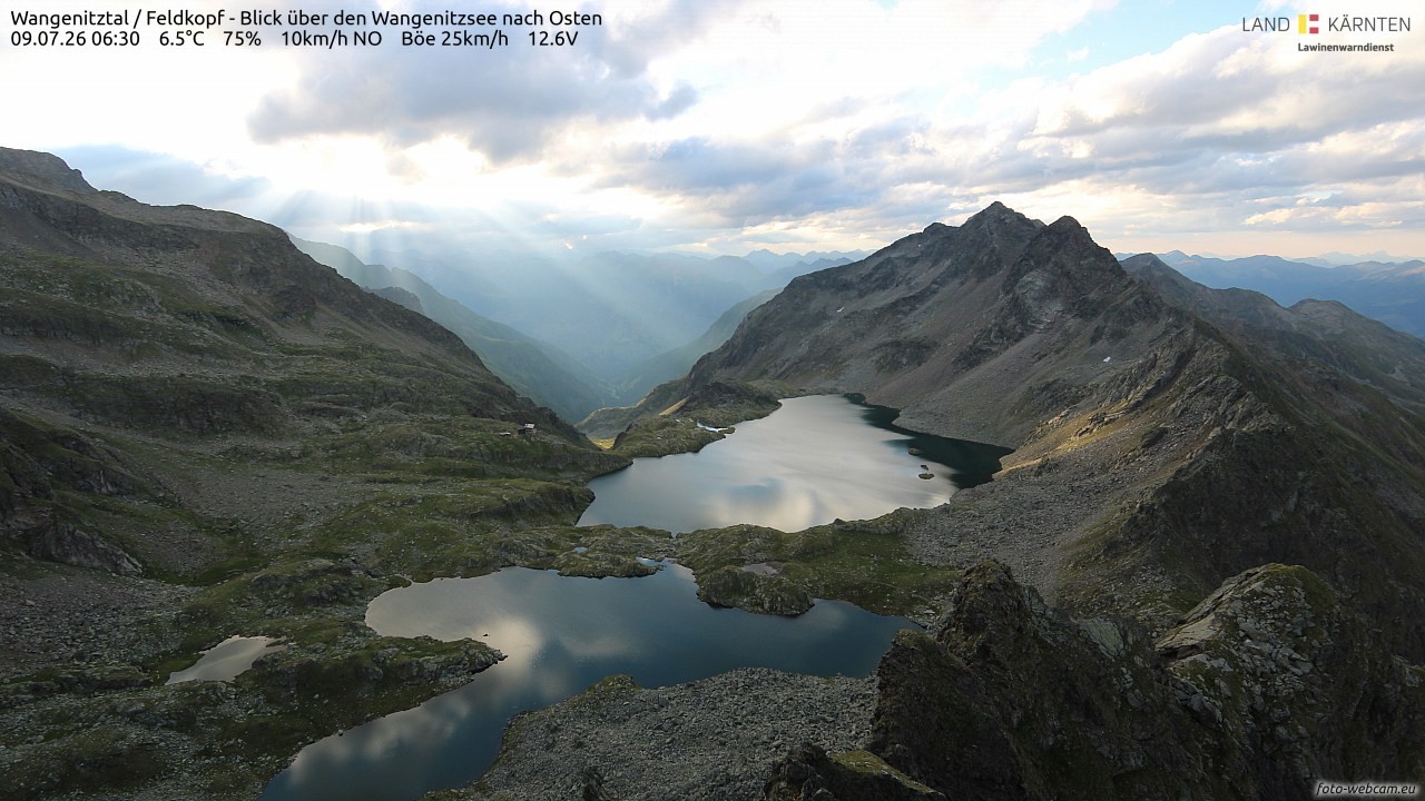 Archiv Foto Webcam Feldkopf - Blick über den Wangenitzsee nach Osten