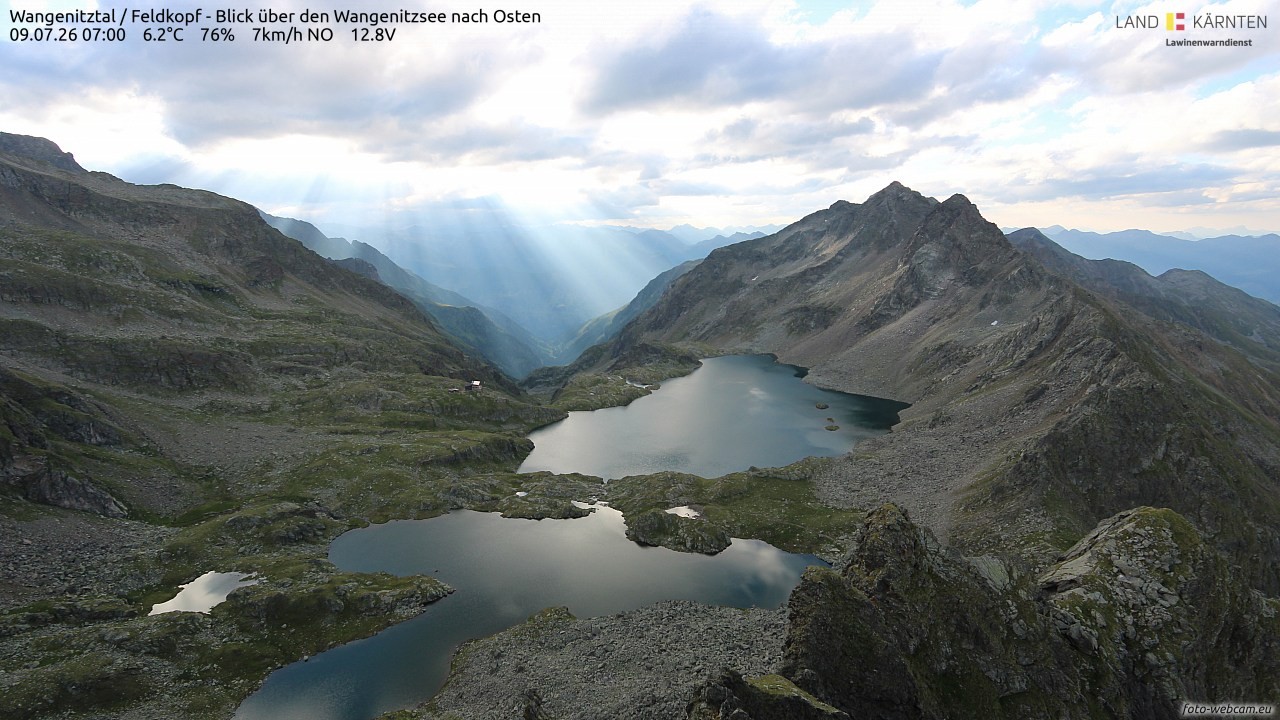 Archiv Foto Webcam Feldkopf - Blick über den Wangenitzsee nach Osten