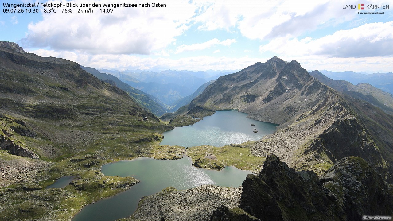 Archiv Foto Webcam Feldkopf - Blick über den Wangenitzsee nach Osten
