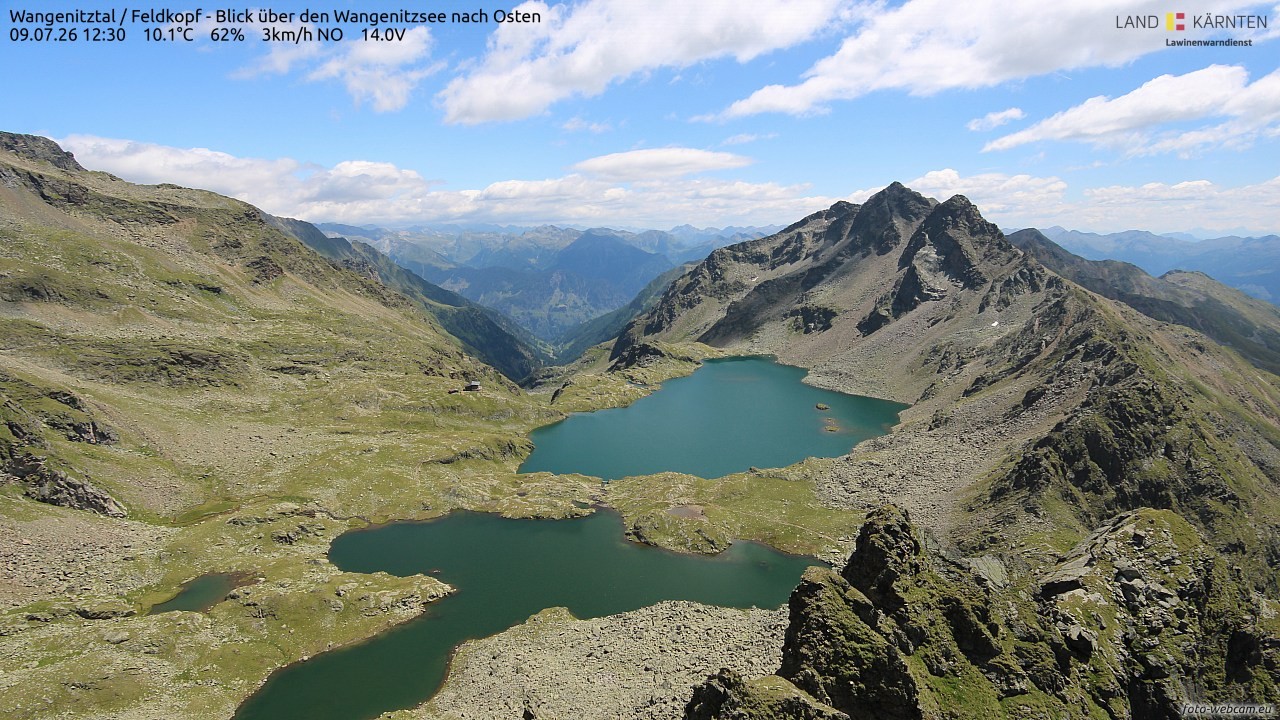 Archiv Foto Webcam Feldkopf - Blick über den Wangenitzsee nach Osten