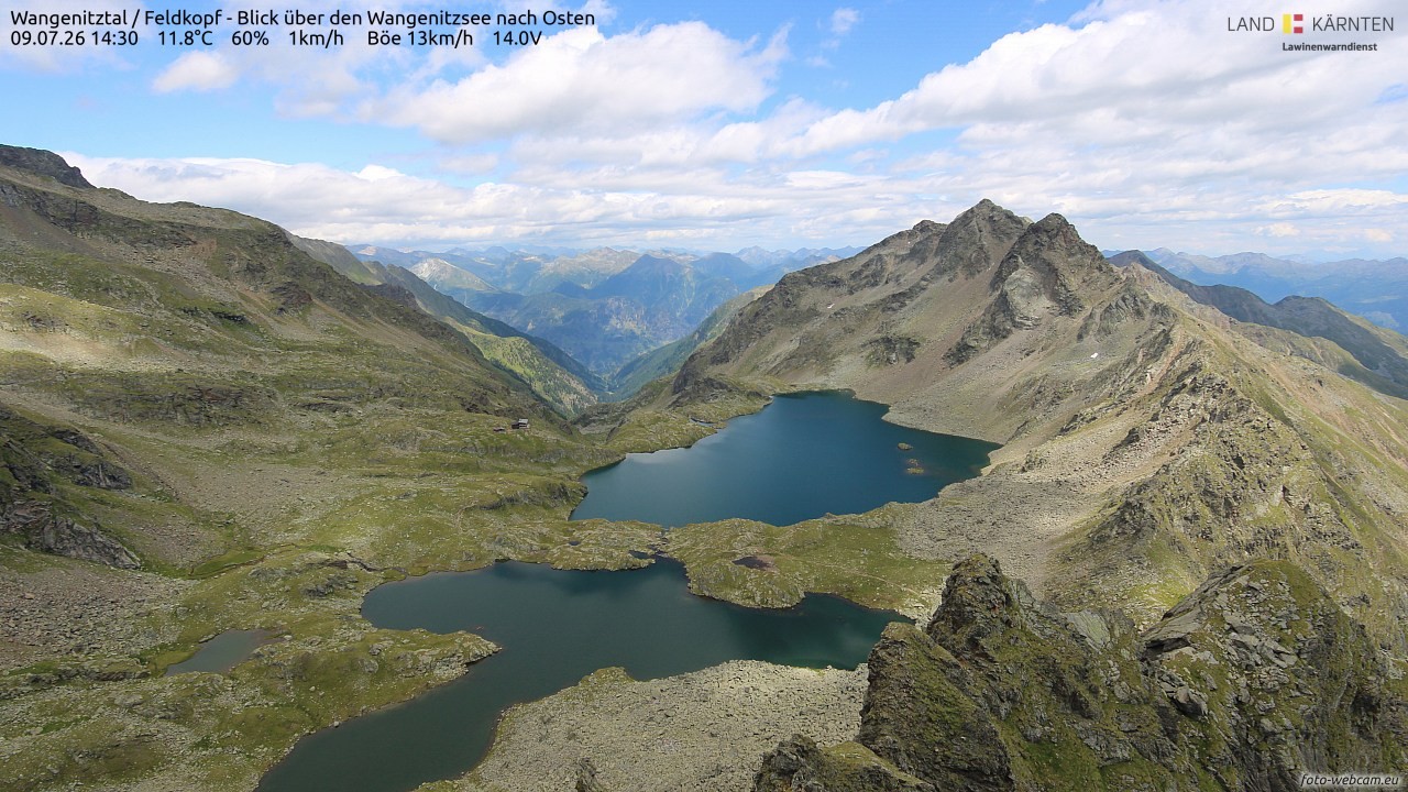 Archiv Foto Webcam Feldkopf - Blick über den Wangenitzsee nach Osten