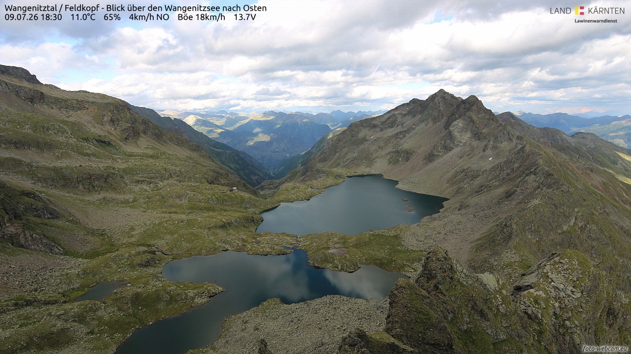 Archiv Foto Webcam Feldkopf - Blick über den Wangenitzsee nach Osten