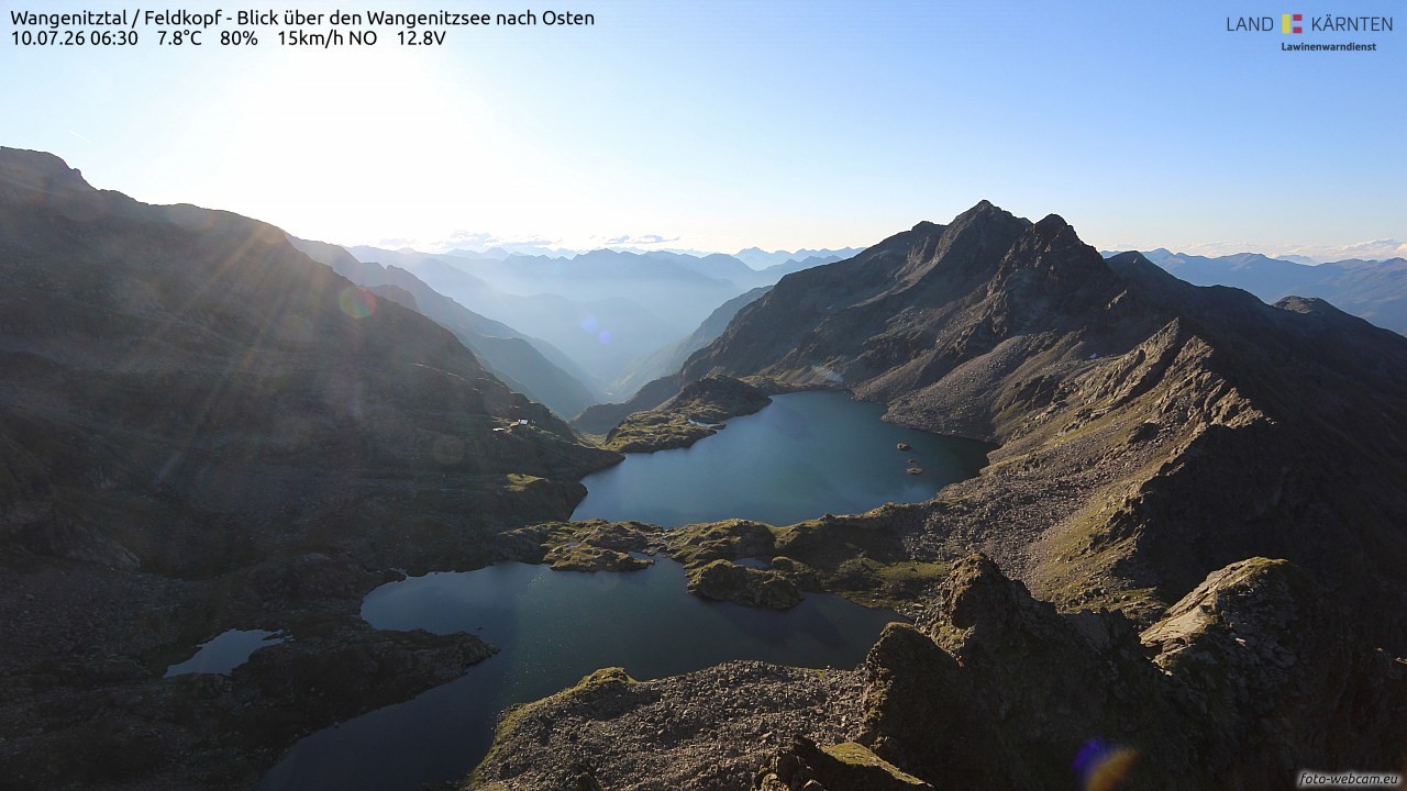 Archiv Foto Webcam Feldkopf - Blick über den Wangenitzsee nach Osten