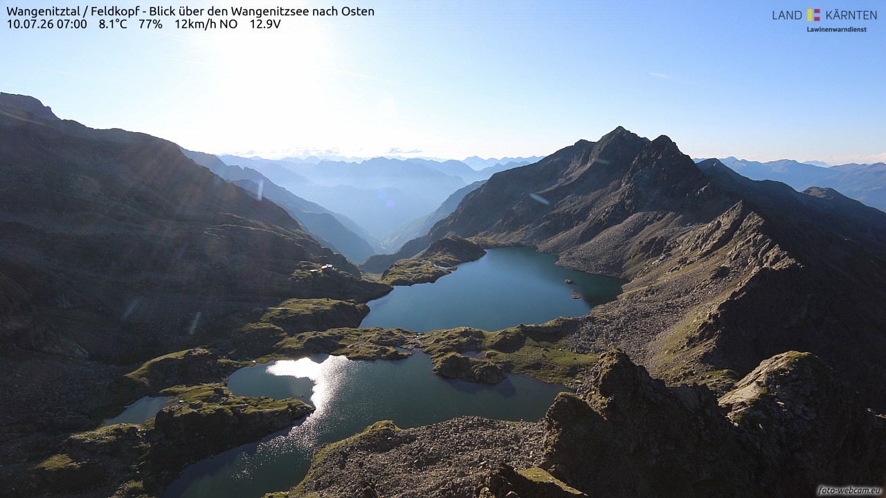 Archiv Foto Webcam Feldkopf - Blick über den Wangenitzsee nach Osten