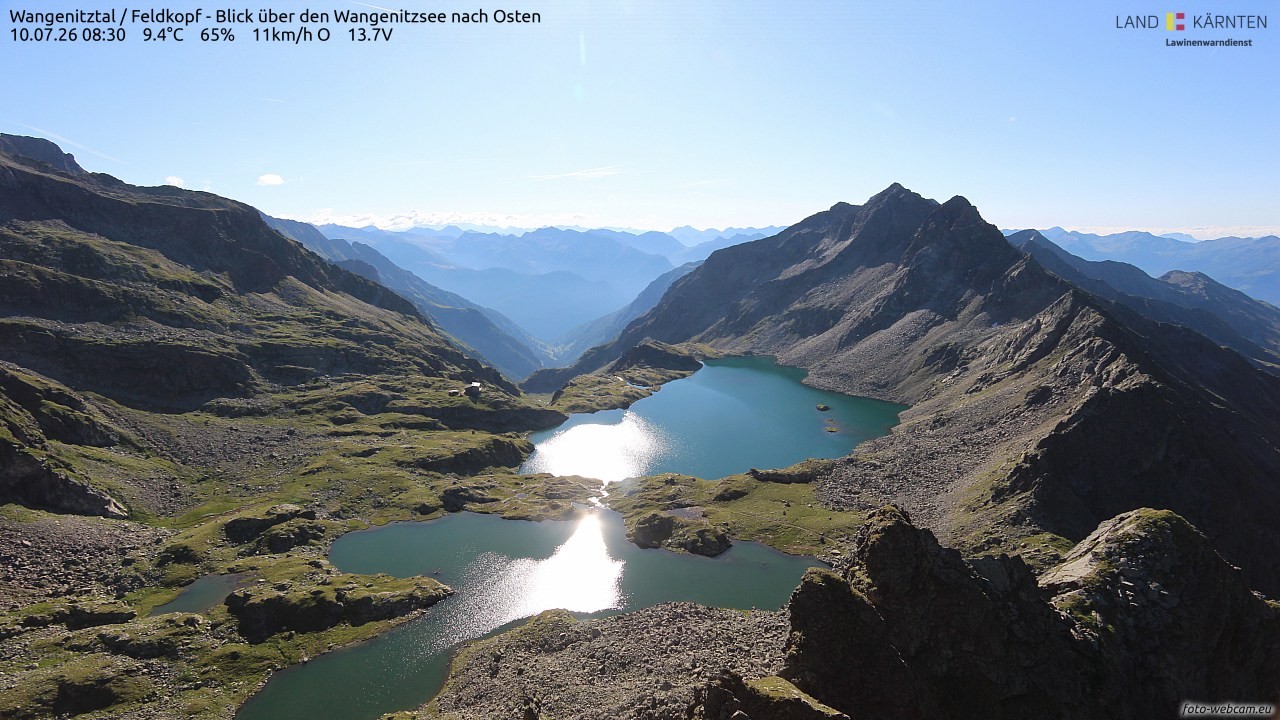 Archiv Foto Webcam Feldkopf - Blick über den Wangenitzsee nach Osten