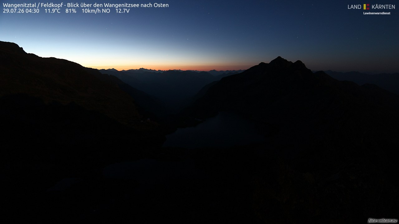 Archiv Foto Webcam Feldkopf - Blick über den Wangenitzsee nach Osten