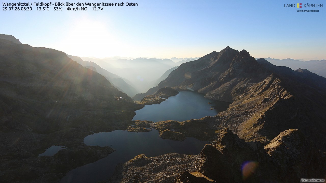 Archiv Foto Webcam Feldkopf - Blick über den Wangenitzsee nach Osten