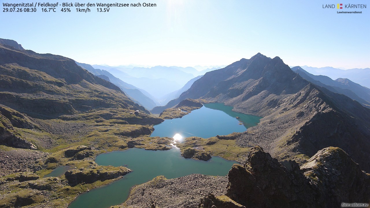 Archiv Foto Webcam Feldkopf - Blick über den Wangenitzsee nach Osten