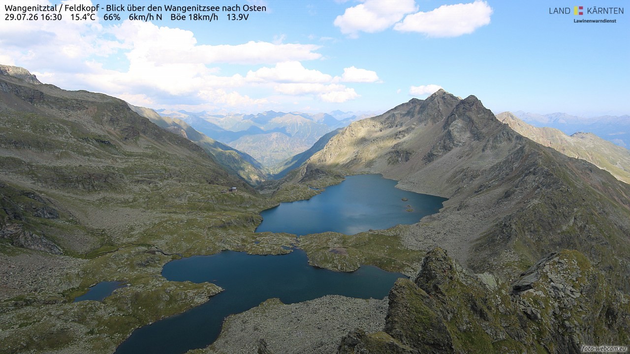 Archiv Foto Webcam Feldkopf - Blick über den Wangenitzsee nach Osten