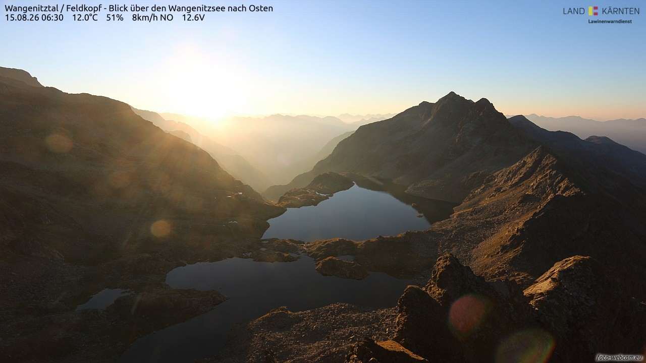 Archiv Foto Webcam Feldkopf - Blick über den Wangenitzsee nach Osten